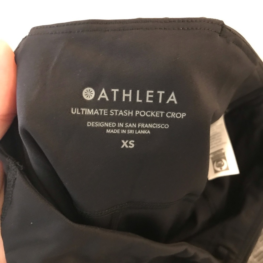 NWT Athleta Ultimate Stash Crop XS black leggings pants running workout - Picture 8 of 11